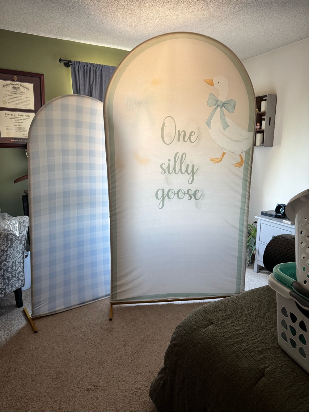 One Silly Goose Party Backdrop Arch Covers - Blue & Green - Picture 2 of 2